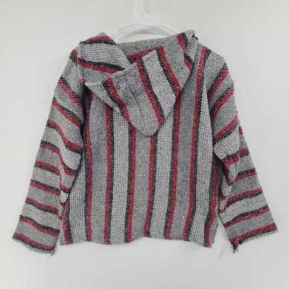 Artesanias Women's Long Sleeve Hooded Drug Rug Multi Color Striped Size S Surf - Picture 4 of 7